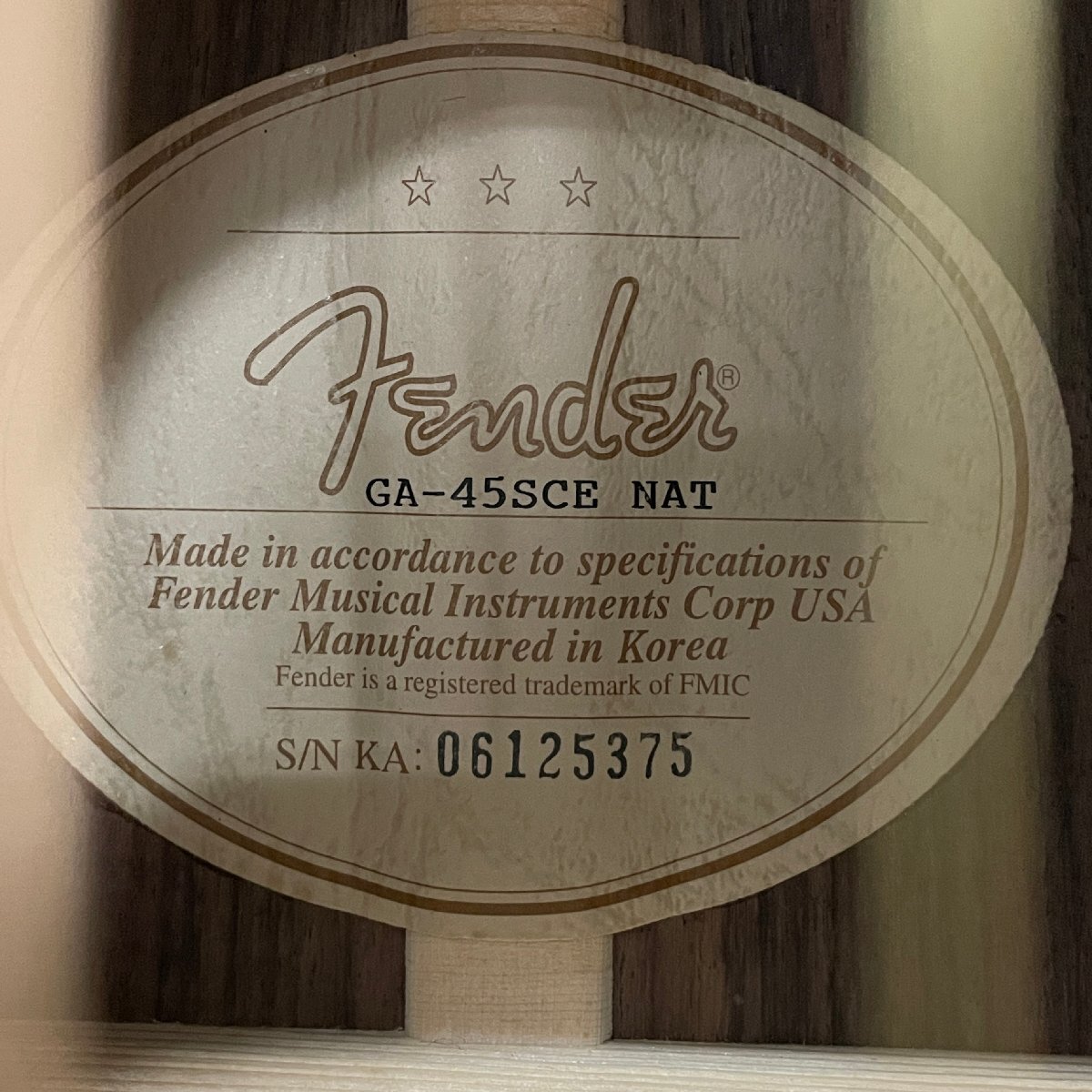 【80】☆１円～ Fender フェンダー GA-45SCE Natural アコギ エレアコ ギター 現状品 中古品 収集家放出品_画像5