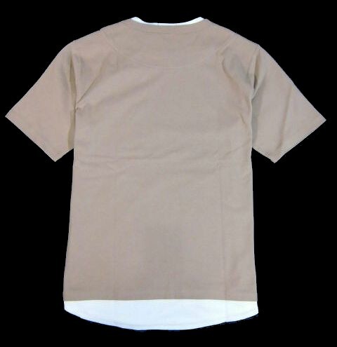 E土05400新品▼ ビームス BEAMS フェイクレイヤード 半袖カットソー 【 L 】 半袖Tシャツ 重ね着 Tシャツ ロンT ベージュ系_画像2