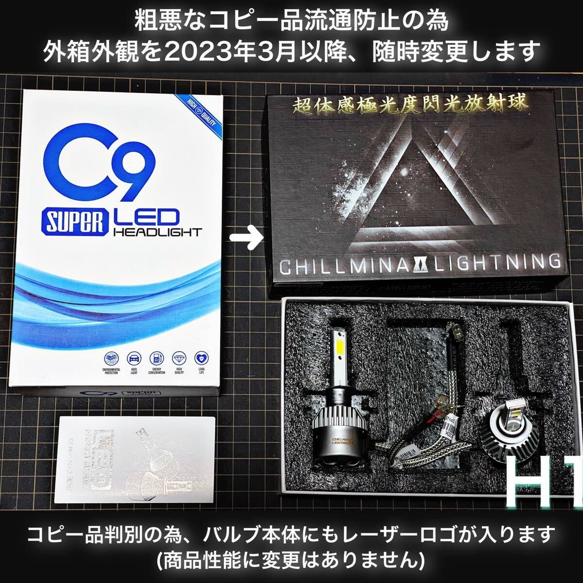 純白爆光 H1 C9 LED ヘッドライト フォグ バルブ 6000k 高出力_画像3