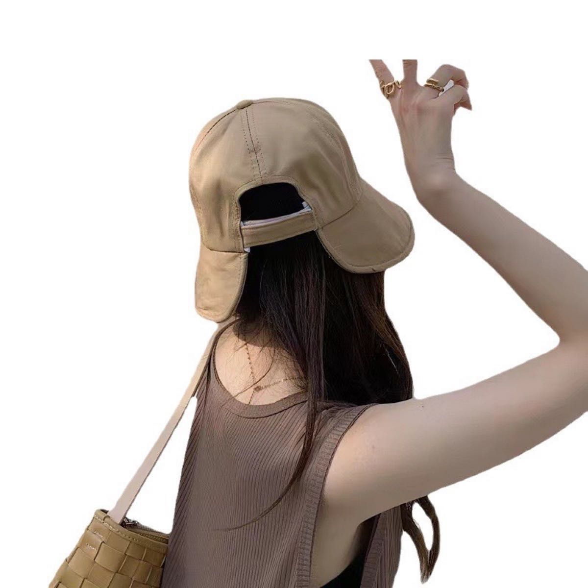 レディース 帽子 小顔効果 UVカット 日焼け防止 紫外線対策 ベージュ