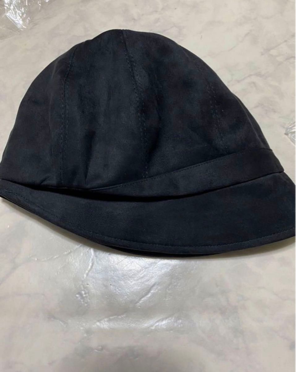 レディース帽子 小顔 効果 フリーサイズ 秋冬 紫外線対策キャスケット ブラック