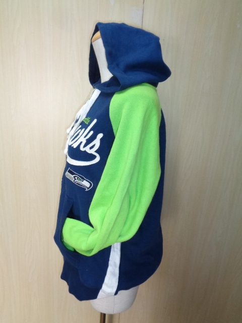 b509*TEAM APPAREL NFL Сиэтл *si- Hawk s Zip выше f-ti-*XL женщина Seattle Seahawks SEA темно-синий × желтый зеленый × белый парка с капюшоном 6E