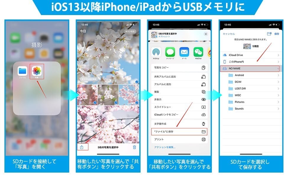 2in1 iphone/ipad SDカードリーダー sdカードカメラリーダー SD/TF対応可能 カメラアダプタ 双方向データ転送 高速転送 変換アダプターの画像7