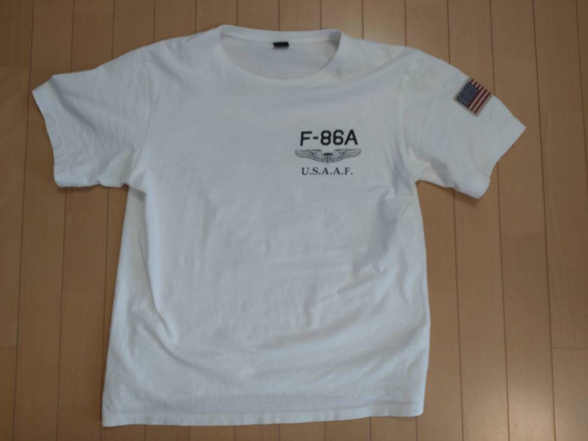 アヴィレックス XL フライングシャークス Tシャツ 半袖 白 ホワイト 刺繍 フルデコ スカジャン スカシャツ ミリタリー 空軍 シャツ AVIREX の画像2