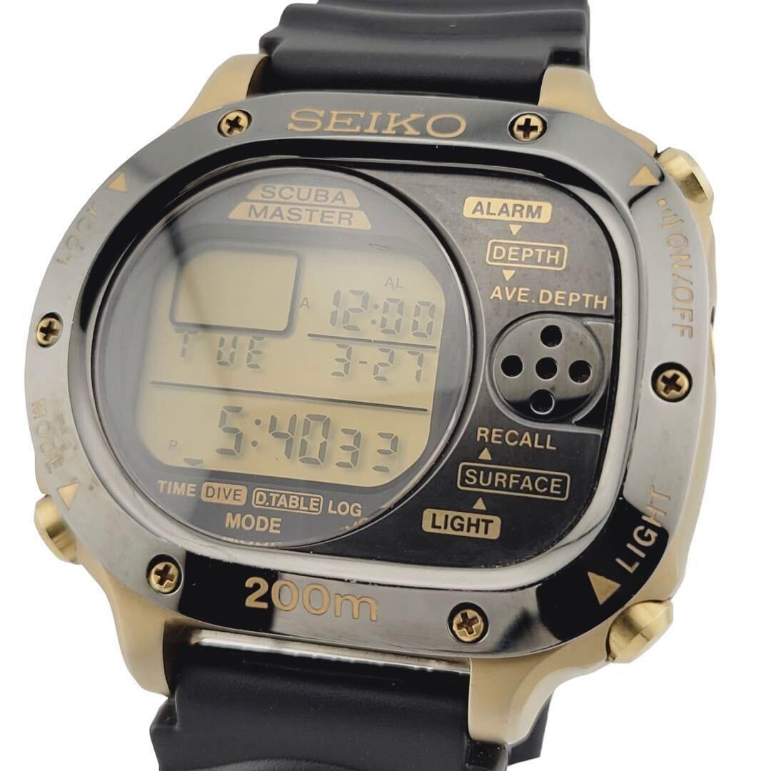 美品　SEIKO セイコー SCUBA MASTER スキューバマスター ダイブコンピューター M725-5A00 クォーツ デジタル ダイバーズ　メンズ 腕時計_画像3