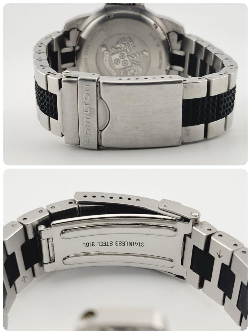 状態良好 HAMILTON Khaki ハミルトン カーキ 6309 デイト クォーツ腕時計 メンズ アナログ 黒文字盤 バイカラーの画像10