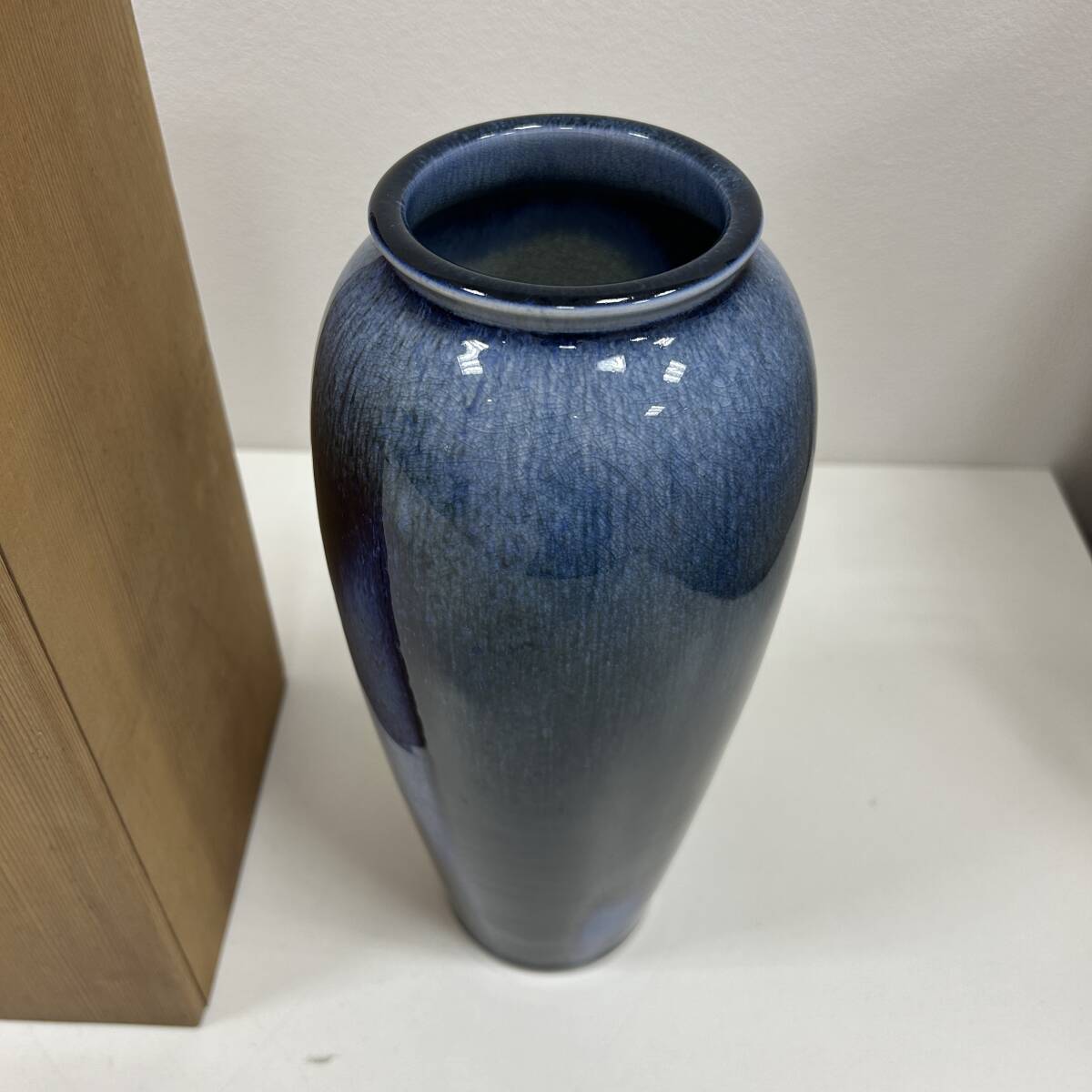#[ light . kiln / Yamazaki light .] vase blue / navy blue celadon / brand *7136