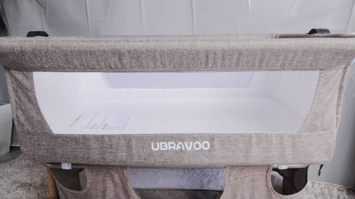 *.3680UBRAVOO crib * beige / wooden legs / with casters ./ high low bed / height adjustment possible / cushion attaching / details photograph several equipped /180 size 