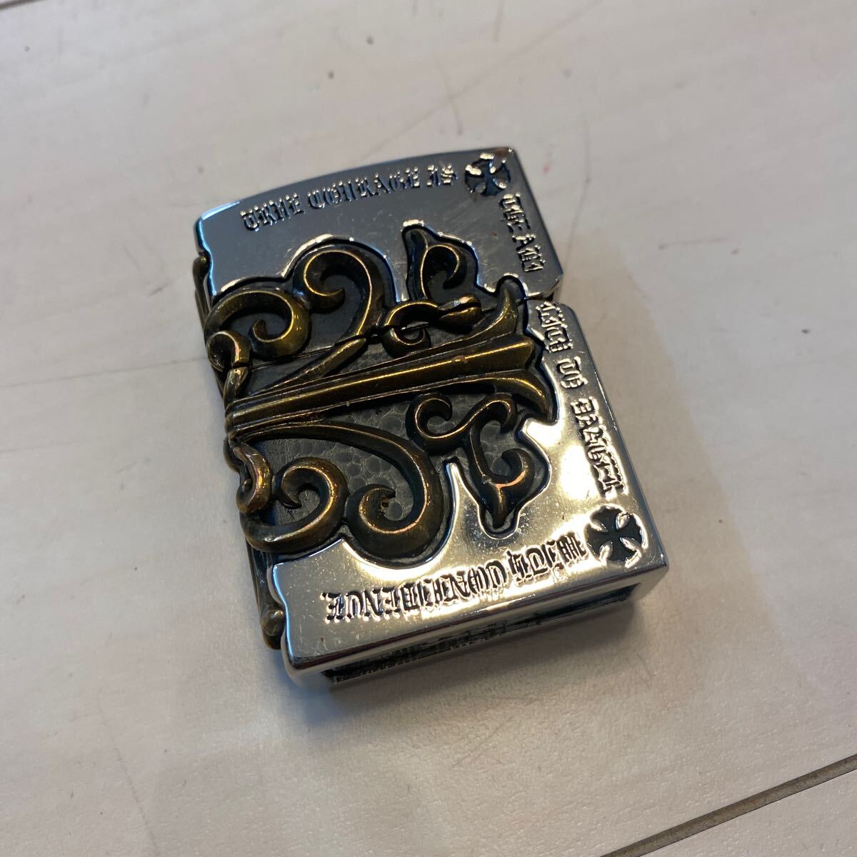 ZIPPO☆フルメタルジャケット☆クロス☆ジッポ☆オイルライター☆希少☆コレクション☆クロムハーツ風☆USED_画像1