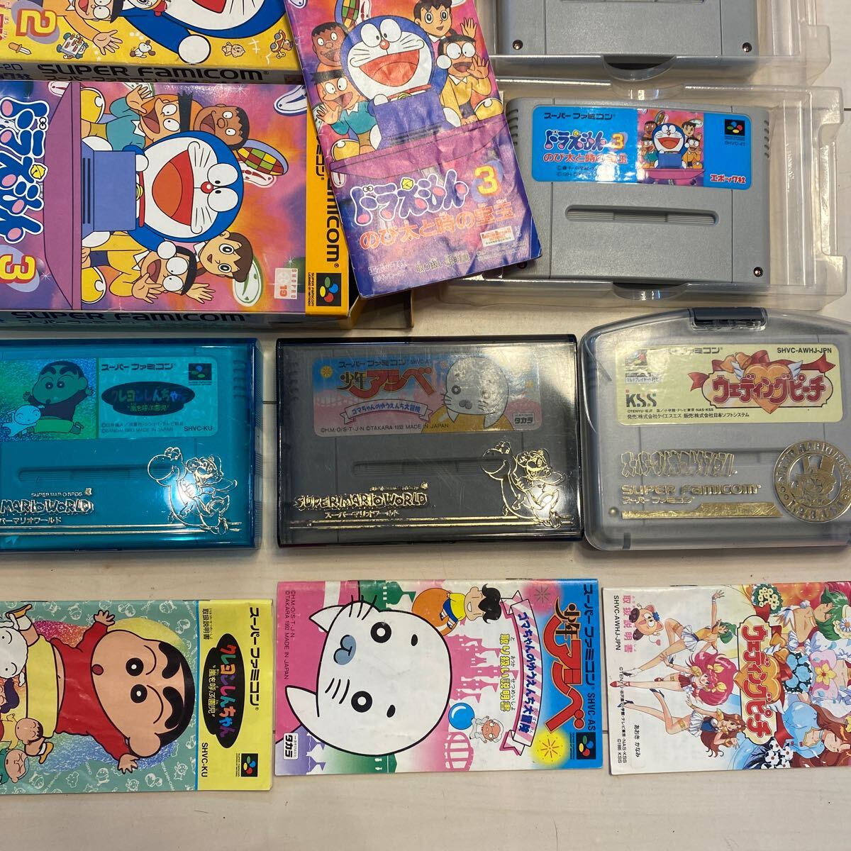 Nintendo* Super Famicom * soft * Doraemon * Crayon Shin-chan * Wedding Peach * Nakayoshi *asibe* together * large amount * present condition goods 