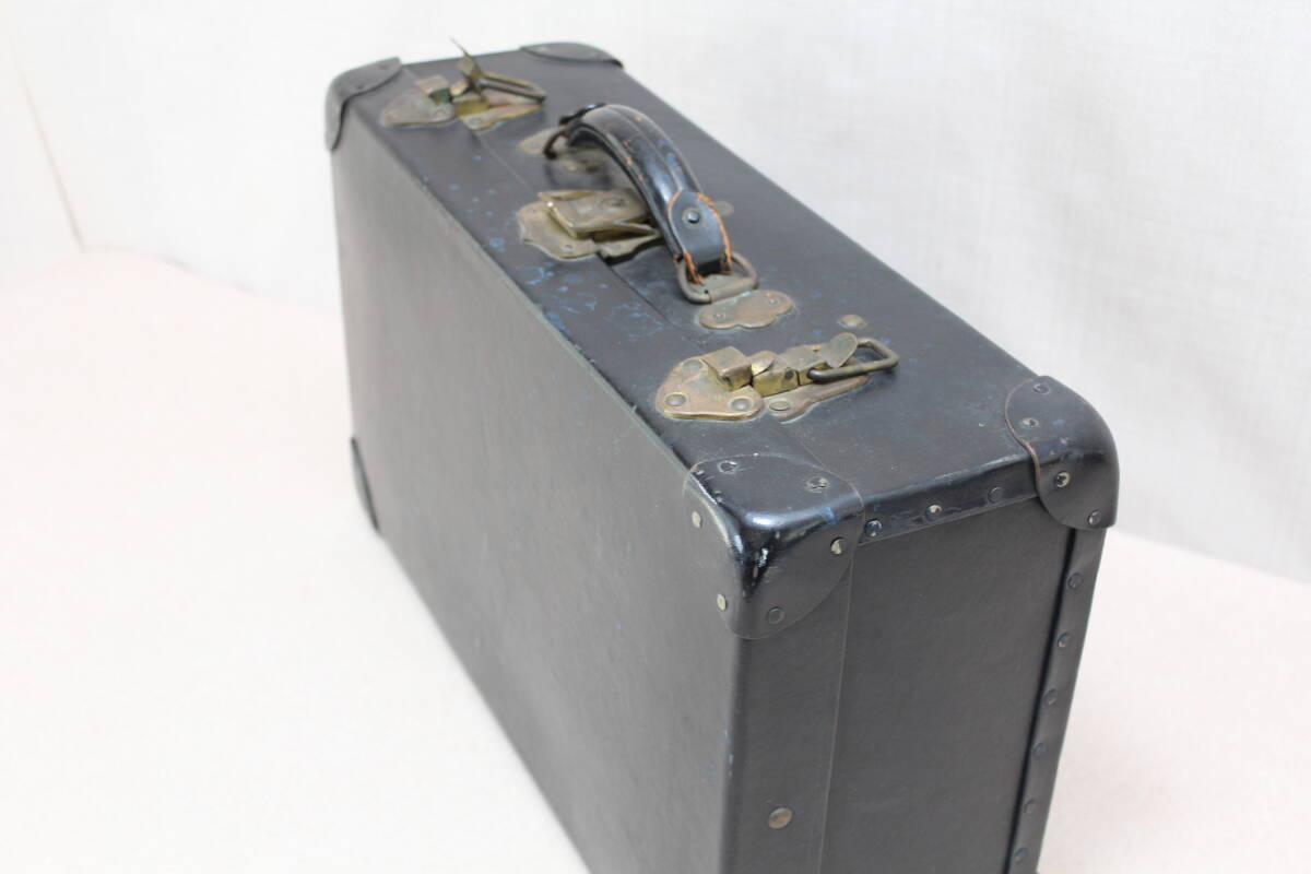 **ic# antique leather made trunk 2 point together bag bag interior suitcase retro storage case 
