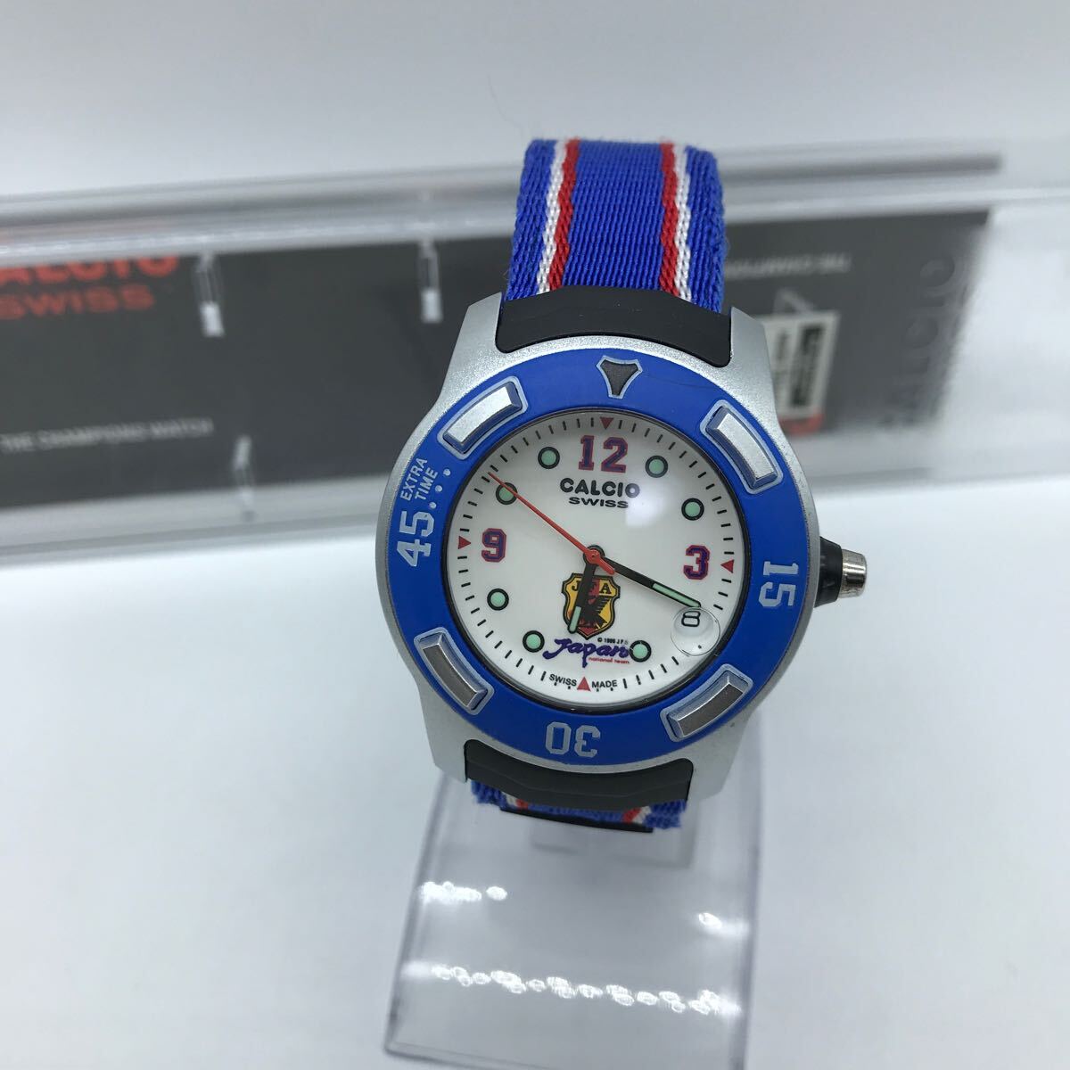 カルチョスイス CALCIO SWISS 日本代表モデル 腕時計 ケース付/動作品 サッカー サムライジャパン 美品_画像1