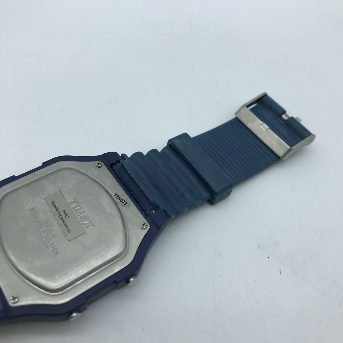 TIMEX タイメックス クォーツ腕時計 デジタル ラバー T2N076 ブルー系 動作品_画像7