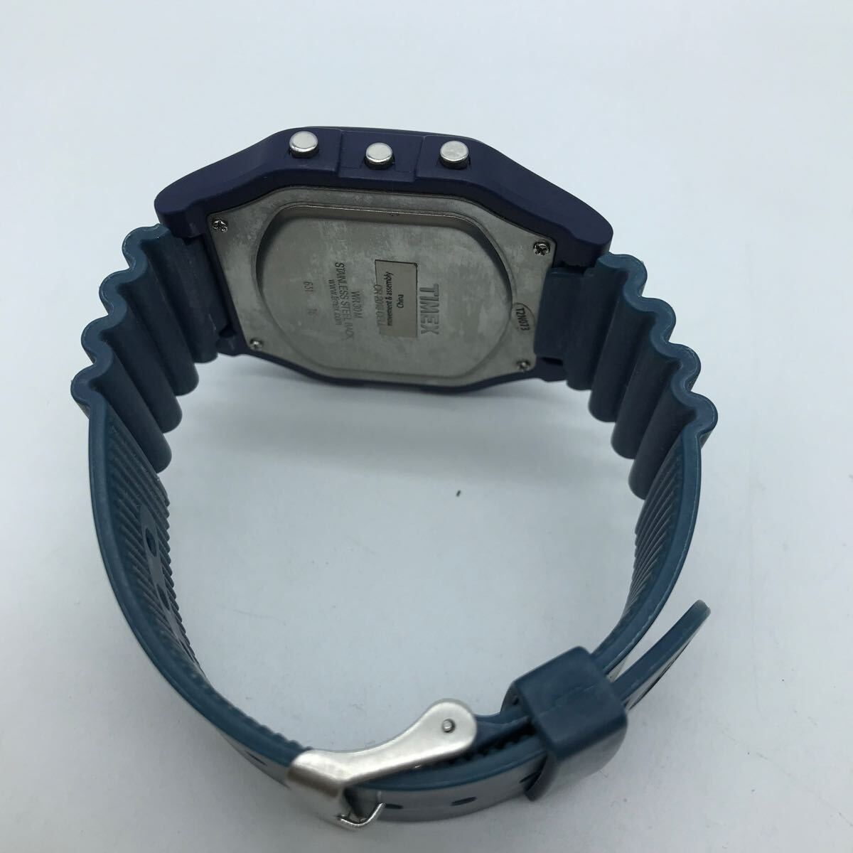 TIMEX タイメックス クォーツ腕時計 デジタル ラバー T2N076 ブルー系 動作品_画像4
