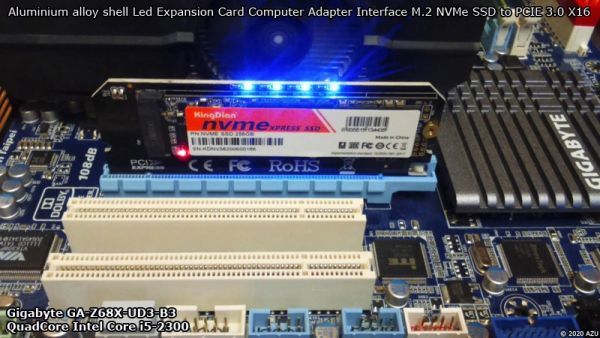 新品良品即決■送料無料JMT LED付きM.2 NVMe SSD- PCIE 3.0 X16アダプターMキーライザーカード拡張 PCI Express X4 X8 X16 2230-2280_画像2