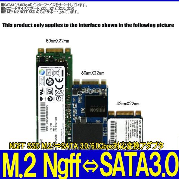 新品良品即決■送料無料 NGFF SSD M.2/⇒SATA 3.0/6.0Gbps対応 変換アダプタ