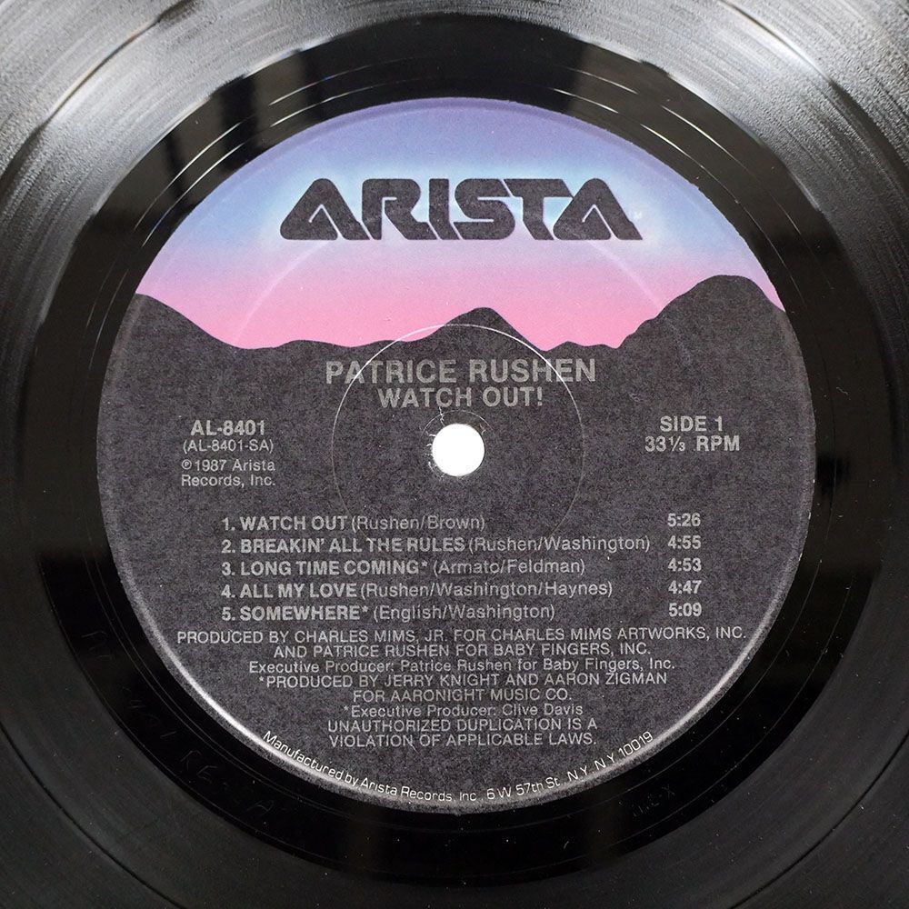 米 PATRICE RUSHEN/WATCH OUT/ARISTA AL8401 LPの画像2