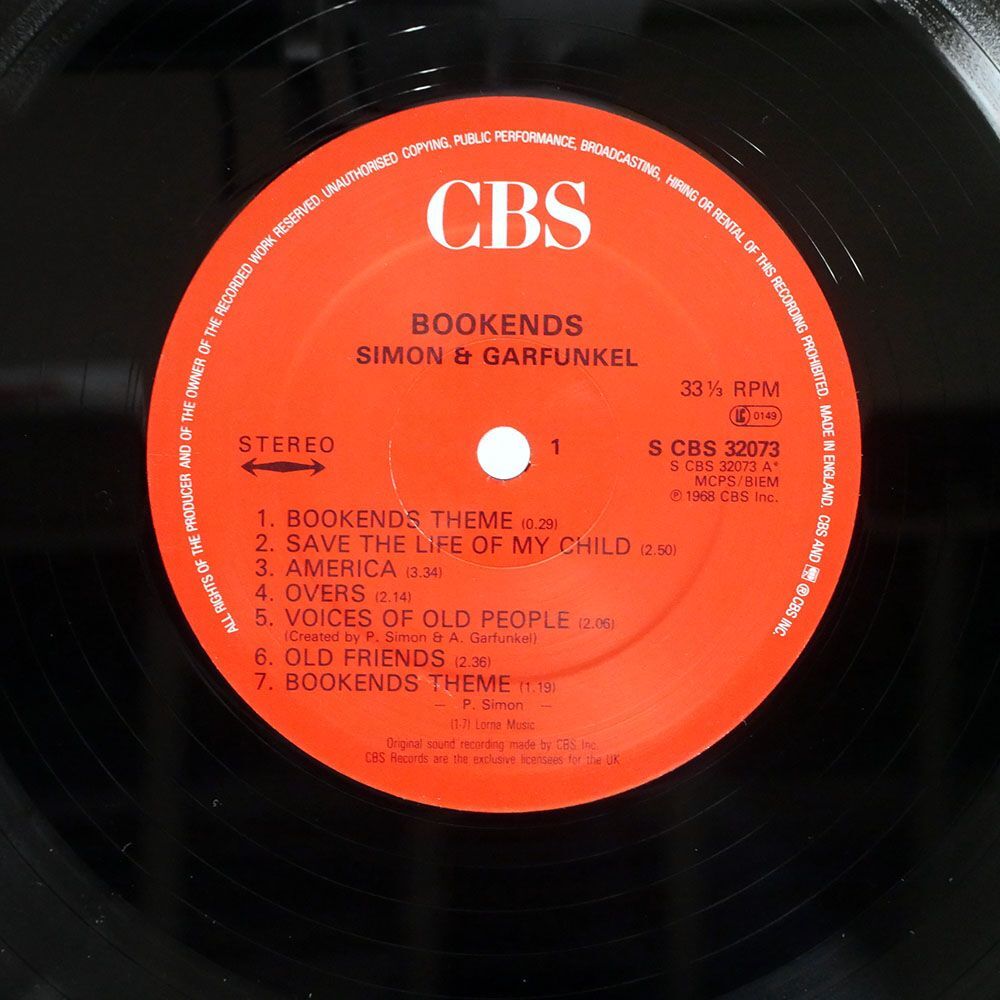 英 SIMON & GARFUNKEL/BOOKENDS/CBS 32073 LPの画像2