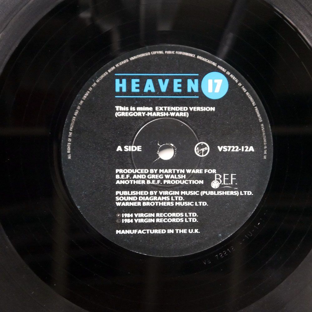 英 HEAVEN 17/THIS IS MINE (EXTENDED VERSION)/VIRGIN VS72212 12の画像2