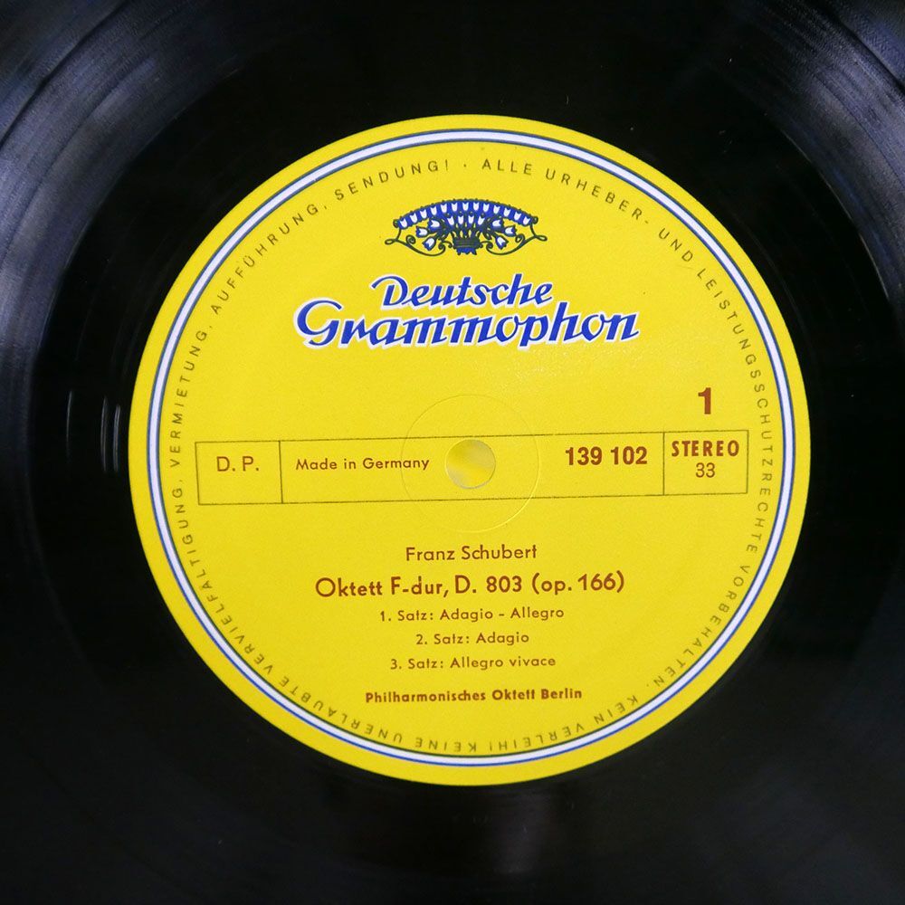 独 PHILHARMONISCHES OKTETT BERLIN/SCHUBERT:OKTETT F-DUR, D.803/DG 139102 LPの画像2