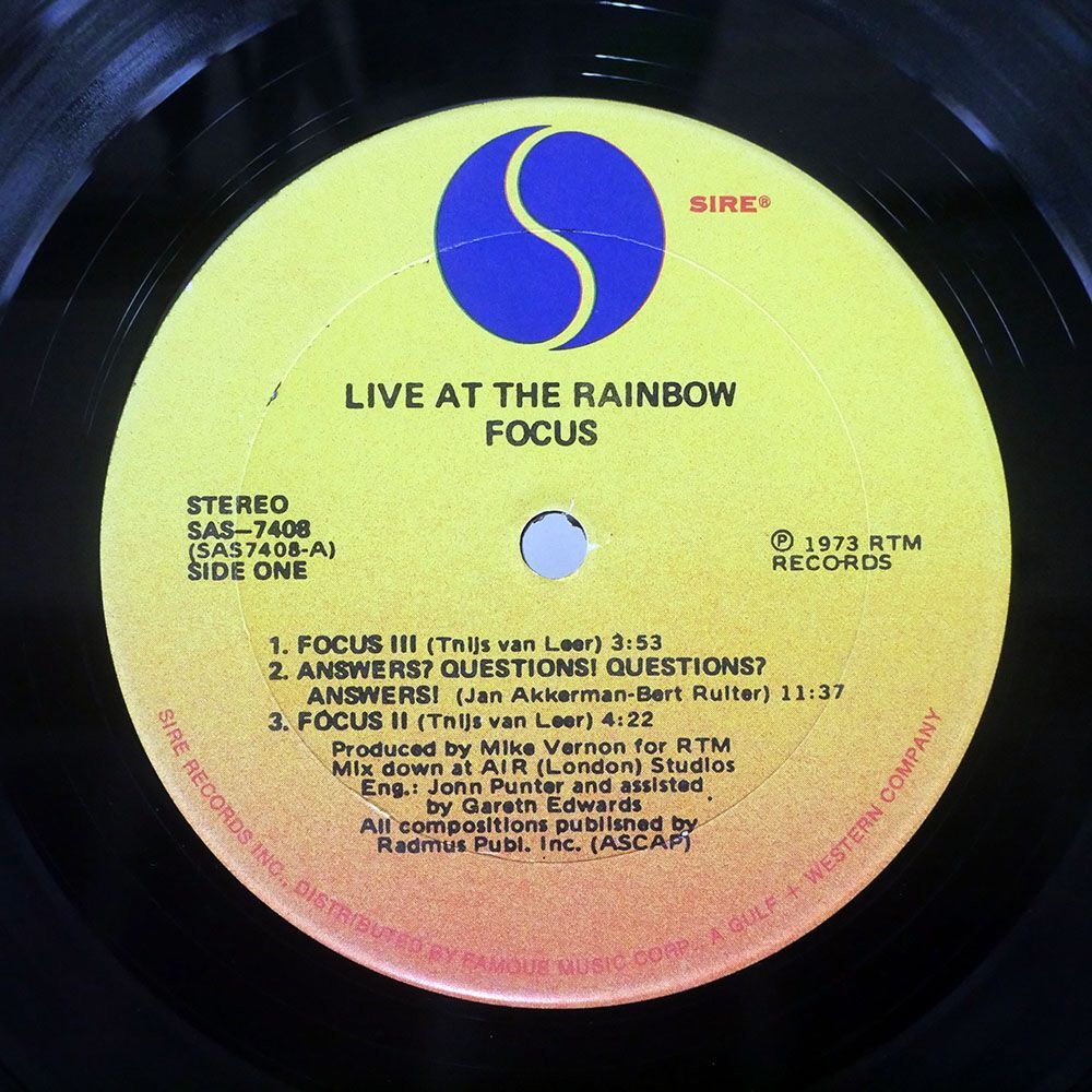 米 FOCUS/LIVE AT THE RAINBOW/SIRE SAS7408 LP_画像2