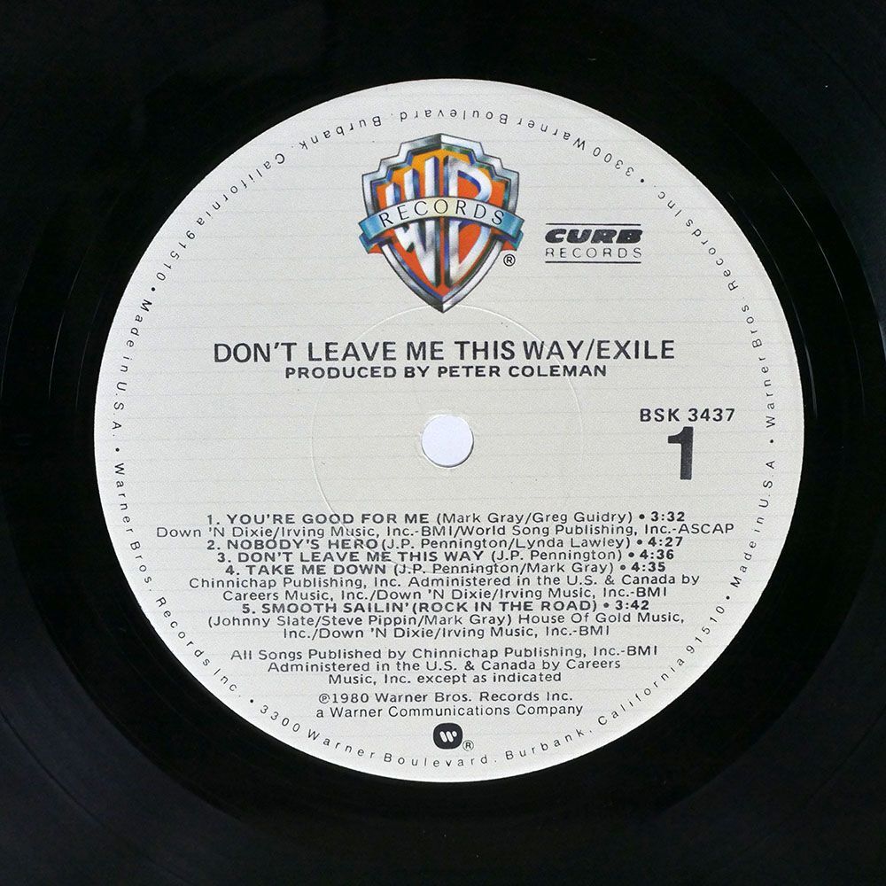 米 EXILE/DON’T LEAVE ME THIS WAY/WARNER BROS. BSK3437 LP_画像2