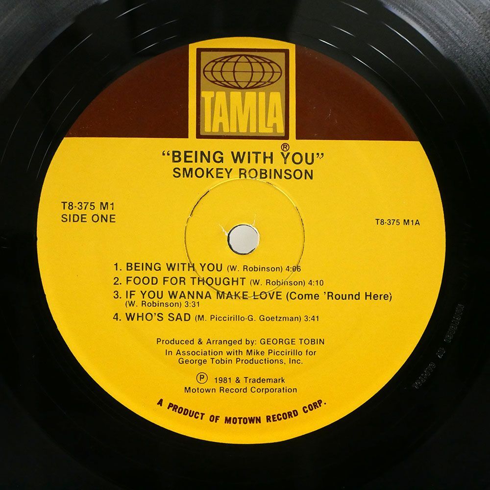SMOKEY ROBINSON/BEING WITH YOU/TAMLA T8375M1 LP_画像2