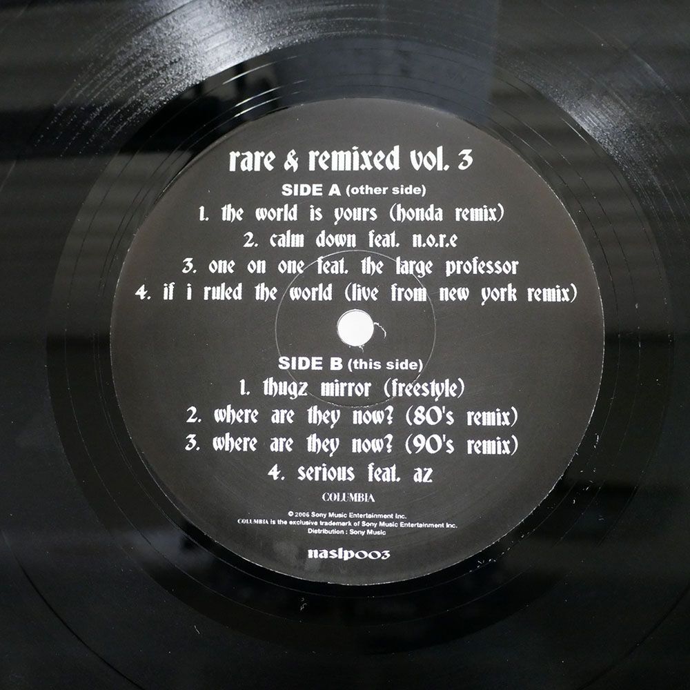 米 NAS/RARE & REMIXED (VOLUME 3)/SONY MUSIC ENTERTAINMENT INC. NASLP003 LP_画像2