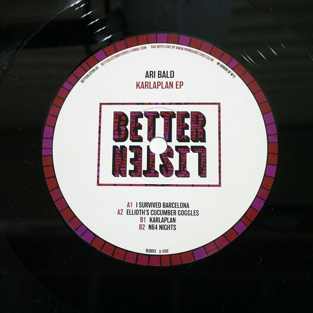 ARI BALD/KARLAPLAN EP/BETTER LISTEN BLR013 12_画像1