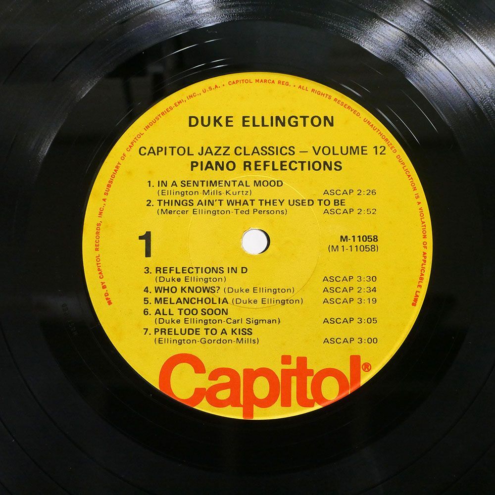 米 DUKE ELLINGTON/PIANO REFLECTIONS/CAPITOL M11058 LP_画像2