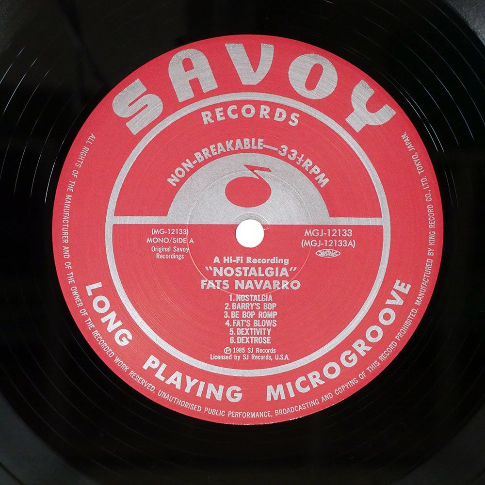 ファッツ・ナヴァロ/NOSTALGIA (FATS NAVARRO MEMORIAL NO. 2)/SAVOY MGJ12133 LP_画像2