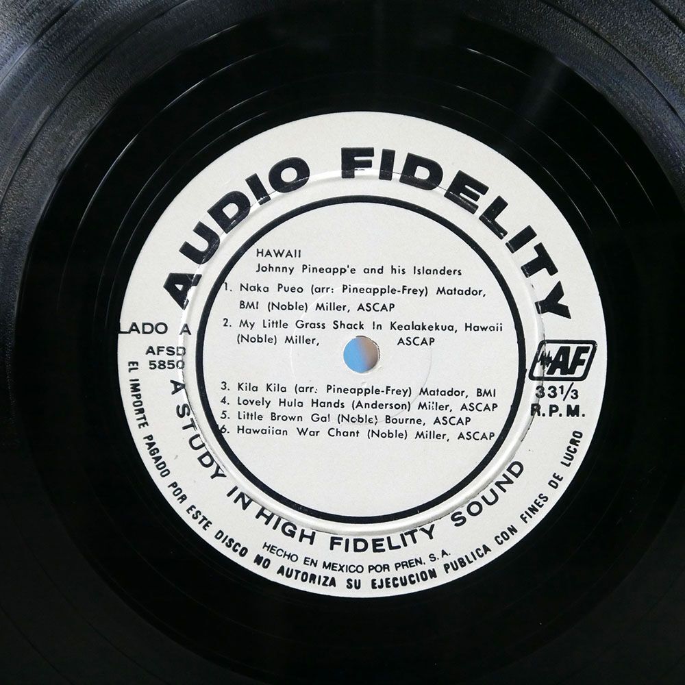 JOHNNY PINEAPPLE AND HIS ISLANDERS/HAWAII.../AUDIO FIDELITY AFSD5850 LP_画像2