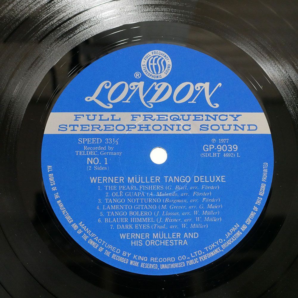 ウェルナー・ミューラー/真珠採りのタンゴ/LONDON GP9039 LP_画像2