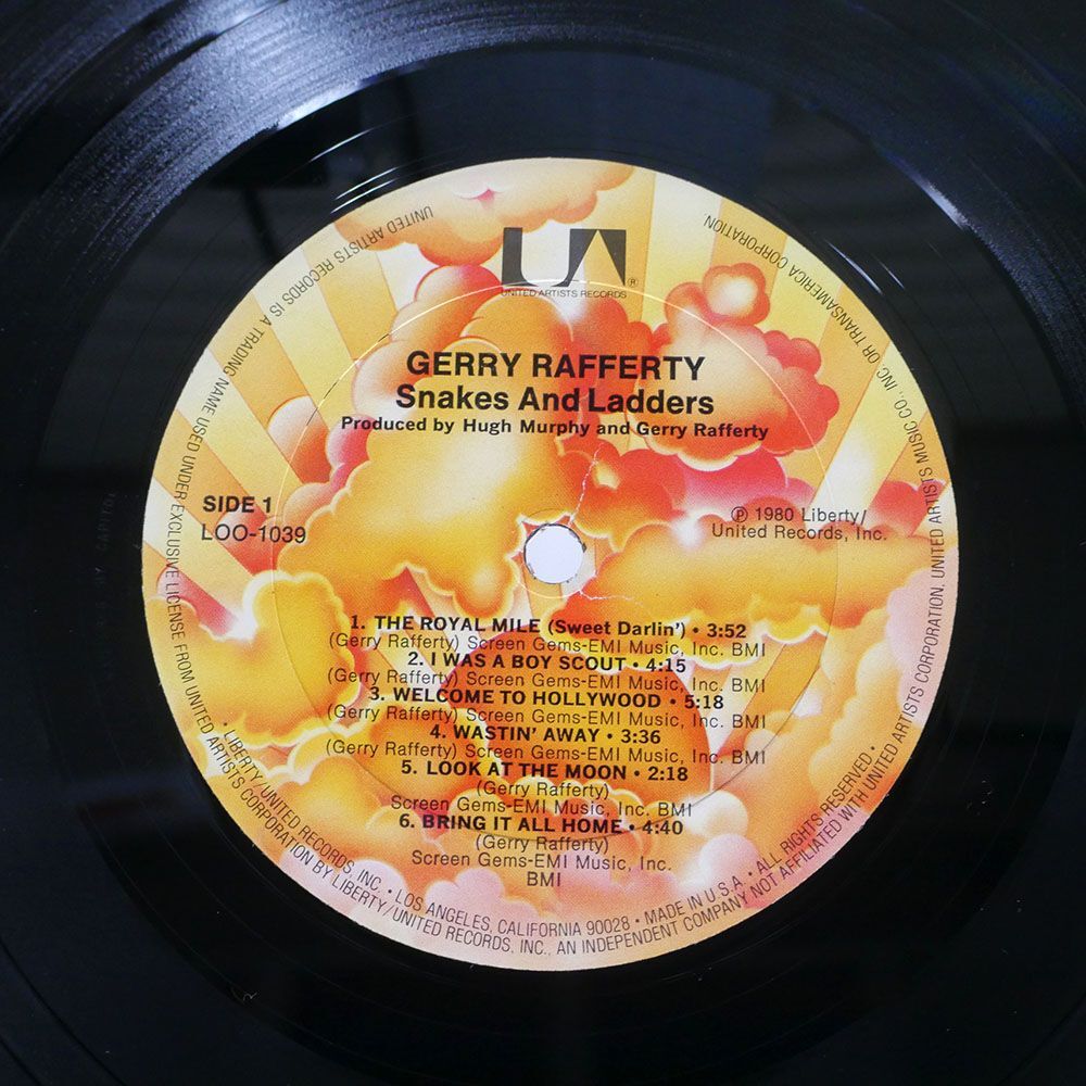 米 GERRY RAFFERTY/SNAKES AND LADDERS/UNITED ARTISTS LOO1039 LP_画像2