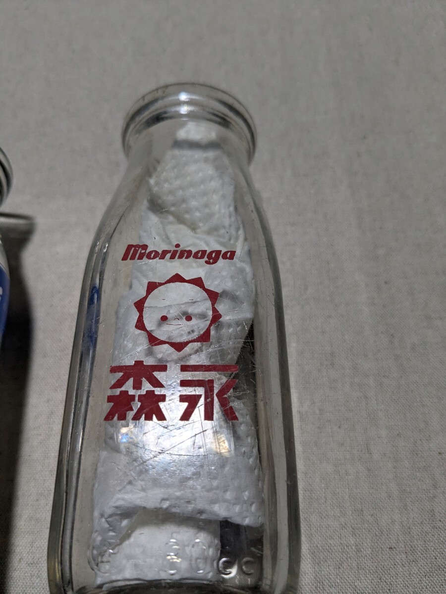 * Showa лес . молоко бутылка подлинная вещь Showa Retro пустой бутылка стеклянная бутылка 