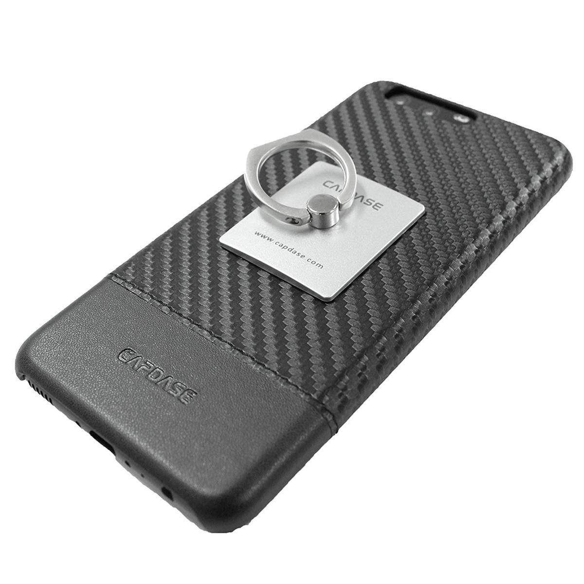 即決・送料込)【カーボンファイバー調ハードケース】CAPDASE Huawei P10 Luxe Jacket Black リング付き_画像5