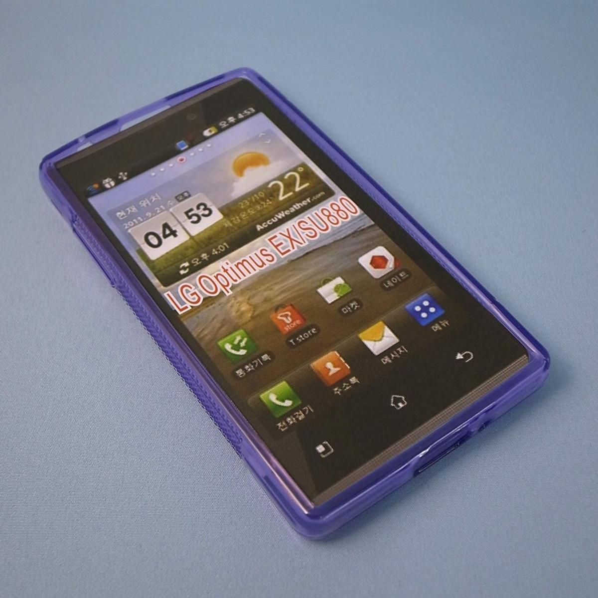 即決・送料込)【シンプルなソフトケース】GauGau au Optimus X IS11LG Wave Soft Case Clear Purple_画像2