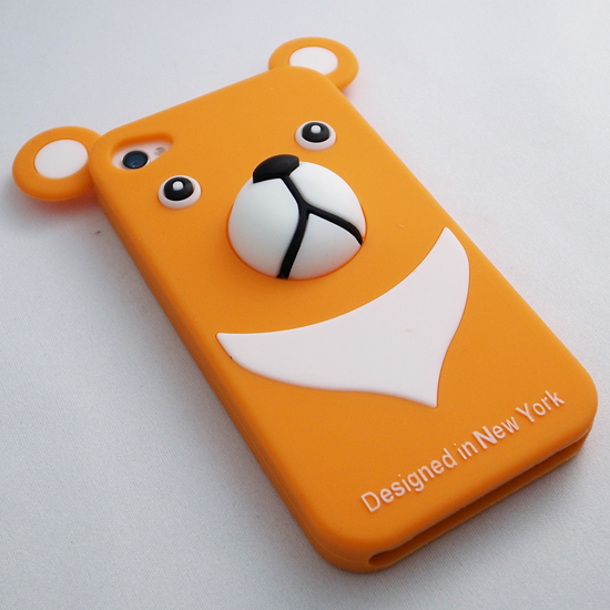 即決・送料込)【かわいいクマのケース】iburg iPhone 4S/4 Full Protection Silicon Bear Orange_画像2