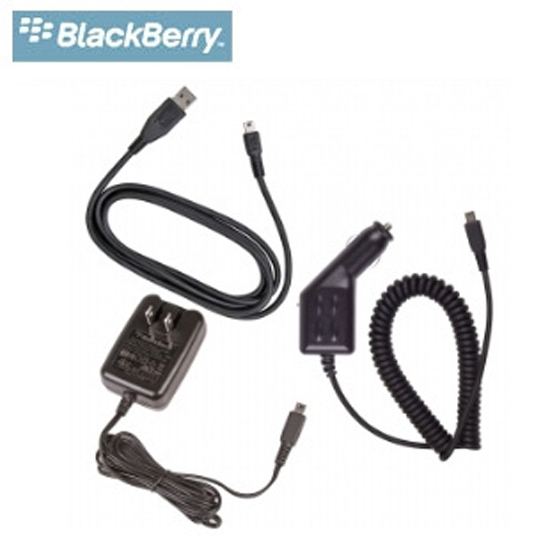 即決・送料込)【RIM純正充電器セット】BlackBerry Bold Charging Bundle for miniUSB Car Charger AC Charger Cable Set_画像1