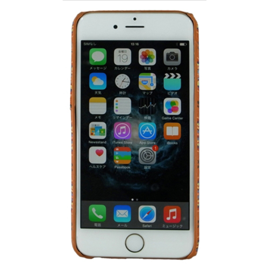 即決・送料込) がうがう! iPhone 6s Plus/6 Plus Knitting Style Rear Cover Case Orange エスニック アジアン 民族柄ケース オレンジ_画像2