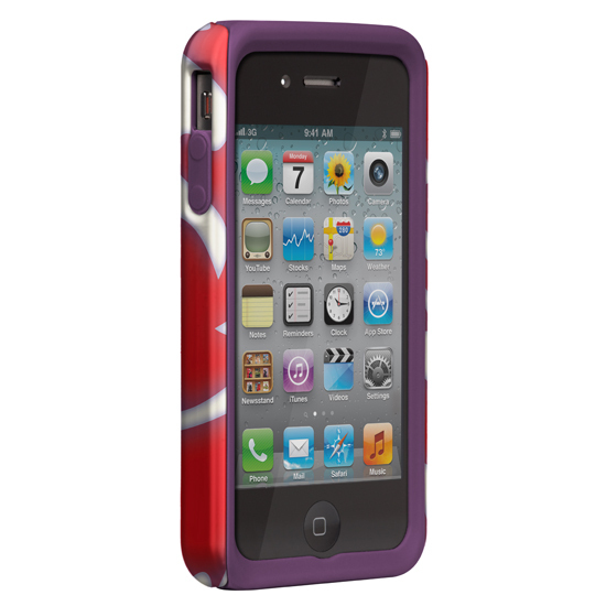 即決・送料込)【衝撃に強いデザインケース】Case-Mate iPhone 4S/4 Hybrid Tough Case Red Fish/Purple_画像3