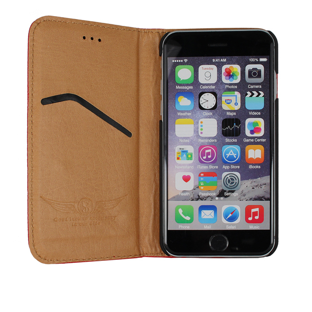 即決・送料込)【エンボスレザー調手帳型ケース】PREMIUM iPhone 6s/6 Emboss Leather Style Case Red_画像6