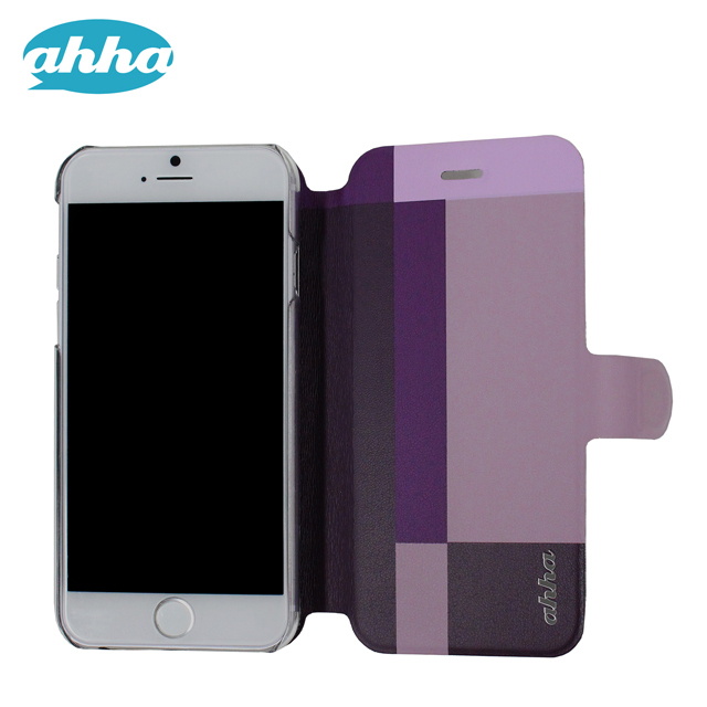 即決・送料込)【リバーシブルで色が変わる】ahha iPhone6s/6 Dual Face Flip Case SYKES MIX Purple Checker/Metallic Red_画像5