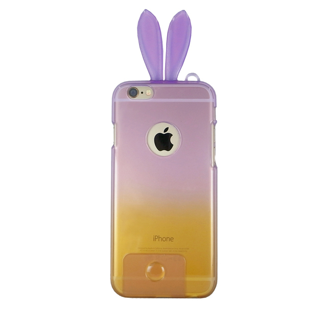 即決・送料込)【かわいい うさちゃんのケース】がうがう! iPhone6s/6 Rabbit TPU Case Puprle/Yellow_画像1