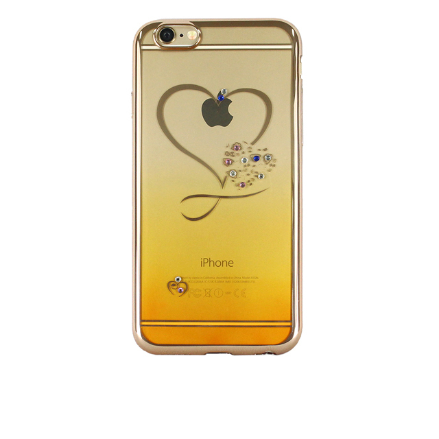 即決・送料込)【ラインストーン付きソフトタイプケース】Durable iPhone6s/6 Yellow Gradation TPU Soft Rear Cover Case Heart_画像1