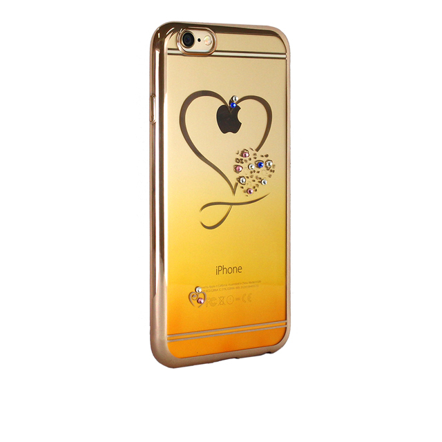 即決・送料込)【ラインストーン付きソフトタイプケース】Durable iPhone6s/6 Yellow Gradation TPU Soft Rear Cover Case Heart_画像3