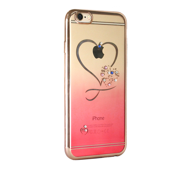 即決・送料込)【ラインストーン付きソフトタイプケース】Durable iPhone6s/6 Pink Gradation Soft Rear Cover Case Heart_画像3