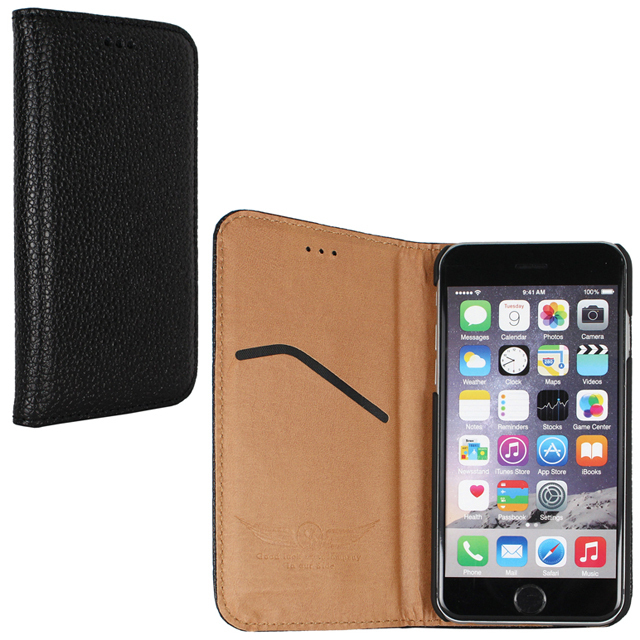 即決・送料込)【エンボスレザー調手帳型ケース】PREMIUM iPhone 6s/6 Emboss Leather Style Case Black_画像1