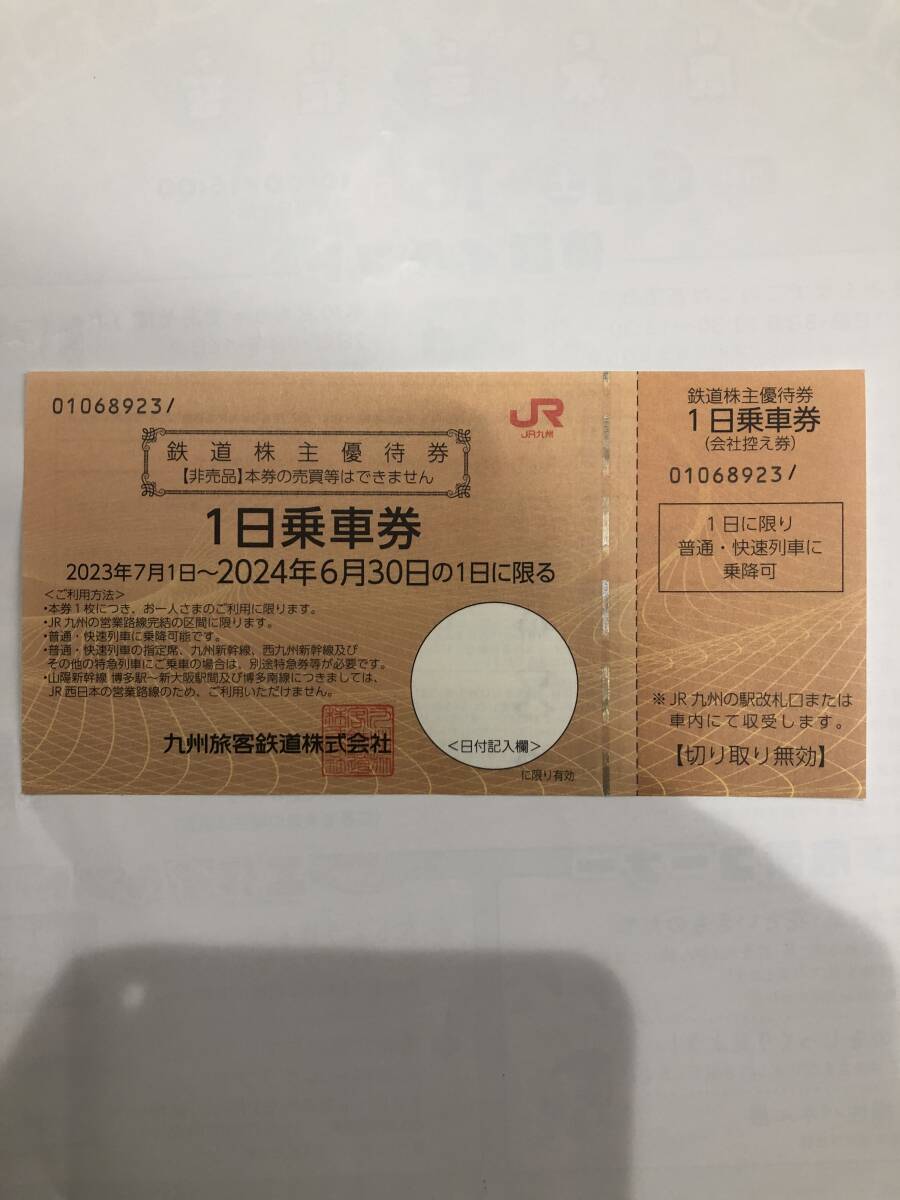 JR九州 株主優待券　1日乗車券　1枚　（期限2024年6月30日）_JR九州　1日乗車券　期限2024年6月30日