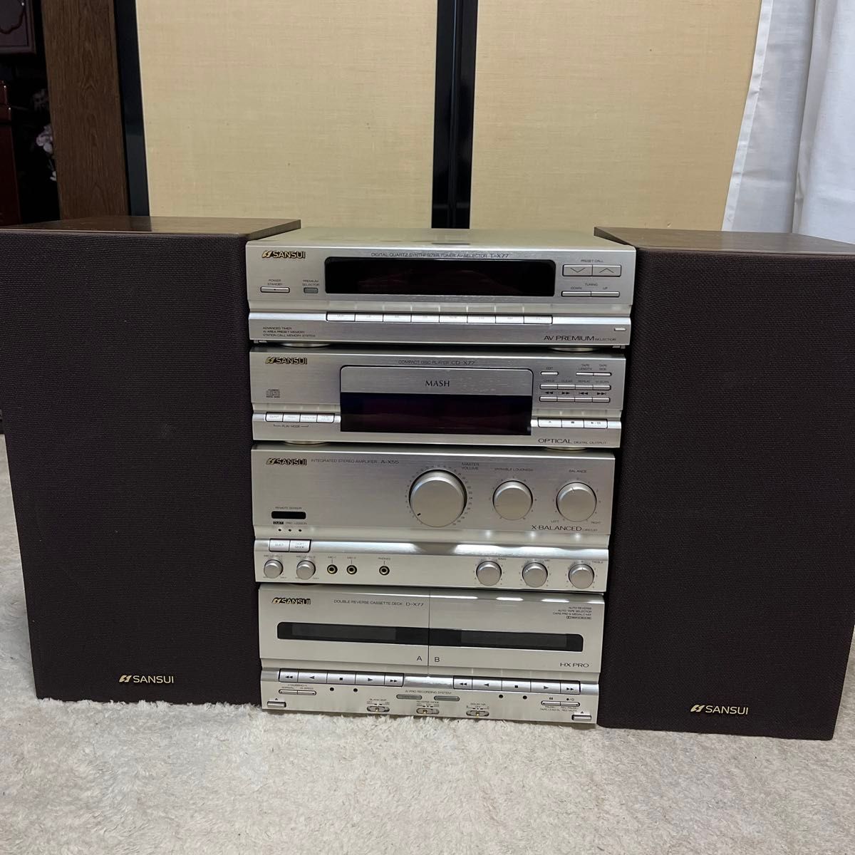 SANSUI コンポ　T-X77 CD-X77 D-X77 A-X55  システムコンポ ミニコンポ　プリメインアンプ　カセット